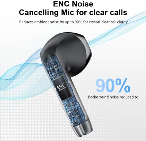 Revolutionary Bluetooth 5.4 Earbuds with 40-Hour Battery Life – Experience Advanced 4 ENC Noise Cancellation, Featherlight Design, and IP7 Waterproof Protection for Ultimate Performance in Active Lifestyles – LED Battery Indicator for Continuous Enjoyment and Exceptional Sound Clarity