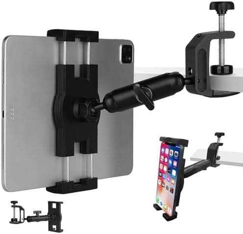 Elevate Your Workspace with the 360° Adjustable Aluminum Alloy Tablet Mount – Universal Kitchen Holder for i Pads, e-Readers, and Phones (4.7″ to 12.9″) – Sturdy Design for Hands-Free Cooking, Reading & Video Calls – Ideal for Desks, Tables, and Chairs