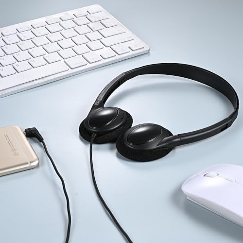 Bulk Classroom Headphones 25 Pack – Premium Durable Wired Earphones for Enhanced Student Learning, Comfortable Fit for Kids and Adults – Superior Sound Quality for Educational Use (HY103, 25 Black)
