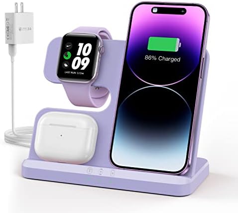 Optimized 3-in-1 Wireless Charging Station for Apple Devices – Fast and Efficient Charger for i Phone 11-16, Apple Watch & Air Pods – Sleek Multi-Device Dock with Enhanced Safety Features for Tangle-Free Power Solutions