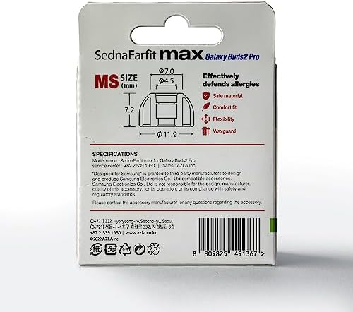 Upgrade Your Galaxy Buds 2 Pro with AZLA Sedna Earfit MAX Tips – Premium Silicone Earbud Replacement for Enhanced Noise Isolation, Comfort, and Performance – Samsung-Certified Ear Tips for Superior Sound Quality and Secure Fit