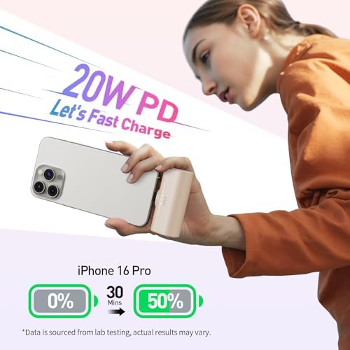 Ultra-Compact i WALK 4,500 m Ah Portable Charger for i Phone 16/15 & Samsung Galaxy S25/S24/S23 – Fast 20 W Power Bank with USB-C Connectivity for Seamless On-the-Go Charging – Lightweight Travel Essential for All Smartphones