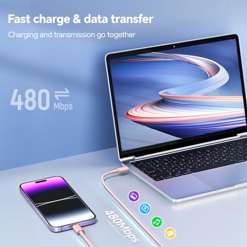 Ultra-Fast USB C Charger Block Set – 4 Pack 20 W PD Wall Charger with 6/10 FT MFi Certified USB-C to Lightning Cables for i Phone 14/13/12/11 Pro/Pro Max/Plus/XS/XR/X/SE/8 – Elegant Pink Design for Home & Travel Convenience