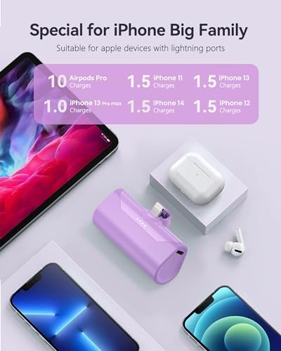 Ultra-Compact Pink 4800 m Ah Power Bank – Sleek Mini Battery Charger with 15 W Fast Charging for i Phone 14/13/12/11/8 & i Pad Air/Mini/Pro – Stylish Portable Charger for Travel & Everyday Use – Enhanced Compatibility for Air Pods Pro I/II