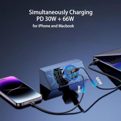 Ultra-Fast Multi-Port USB C Car Phone Charger with Real PD 30 W and Voltage Display – Compact Cigarette Lighter Adapter for i Phone 16/15/14/13/12 & Galaxy Android Devices – Dual Port Compatibility for Efficient Charging on the Go