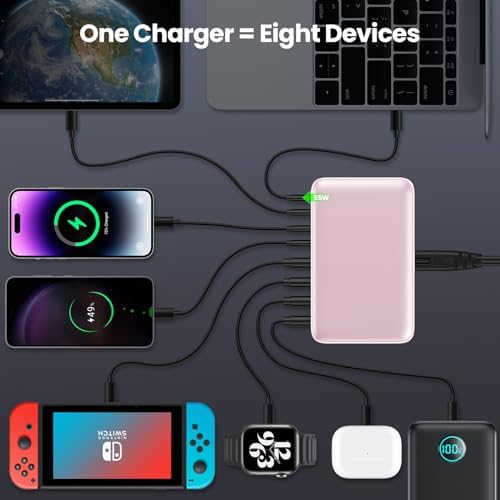200 W Ga N III USB C Charging Hub – 6-Port Fast Charging Station for Laptops and Devices – PD 65 W Compatible with Mac Book Pro, i Pad, i Phone 15/16, Galaxy S23/S24, Steam Deck & More – Ultimate Universal Charger for Home, Office & Travel