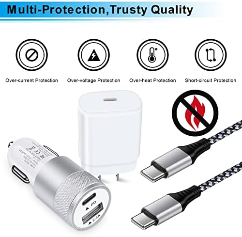 Ultra-Fast Type C Charger for Samsung Galaxy Z Flip 7/6, Fold 7, S25 Ultra & i Phone 16 – 25 W PD PPS Wall & 38 W Car Adapter with 6 FT USB-C & 3 FT USB-A to Type C Cables – Optimal Speed & Compatibility for On-the-Go Charging