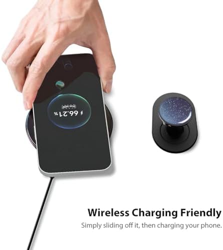 Sky Sparkle Blue Magnetic Phone Grip for Mag Safe | Innovative Finger Ring Holder & Kickstand | Effortless Wireless Charging Compatibility & Maximum Stability | Stylish i Phone Accessory for Hands-Free Usage & Enhanced Device Control