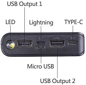 Customizable LHIABNN Power Bank Box – Dual USB Output Charger Case with LCD Display for 18650 Batteries, Versatile Micro/Lightning/Type-C Compatibility, Sleek Black Design for On-the-Go Power Solutions
