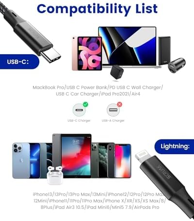 Extra Long 20 Ft MFi Certified USB C to Lightning Charging Cable – Fast Charging Nylon Braided i Phone Cord for Ultimate Flexibility with i Phone 14/14 Pro/14 Pro Max/13/12 and i Pads – Durable and Tangle-Resistant Design for Home, Office, and Travel Use