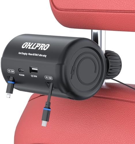 Transform Your Travel Experience with the OHLPRO 3-in-1 Retractable Backseat Charger – Fast Charging Dock for All Smartphones Including i Phone & Samsung | Ultimate Solution for Ride-Share Drivers and Passengers | Organized, Hassle-Free Charging for Uber, Lyft, and Daily Commutes | Enhance Comfort and Connectivity on the Go