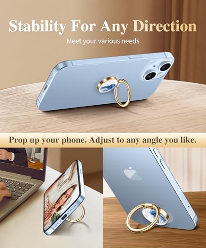 GVIEWIN Stylish Marble Phone Ring Holder with 360° Rotation for Ultimate Grip and Kickstand Functionality – Compatible with i Phone 16 Pro Max, 15 Plus, 14, 13, 12 Series & Galaxy S25/S24 Ultra – Elegant Flowing Sakura Design for Enhanced Safety and Usability