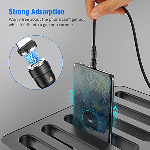 Revolutionize Your Charging Experience with A.S 3-in-1 Magnetic Charging Cable – Versatile 3-Pack (3.3 ft + 2 x 6.6 ft) Featuring 540° Rotating Connector for Effortless Alignment, Fast Charging & Durable Nylon Braiding – Perfect for i Phone, Android & Type-C Devices