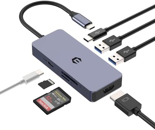 Transform Your Workflow with the Ultimate 9-in-1 Type C Multiport Adapter – High-Speed USB Hub Featuring 3 USB 3.0 Ports, 1 USB 2.0, Stunning 4 K HDMI Output, SD/TF Card Reader, and 100 W USB-C PD Charger for Unmatched Connectivity and Productivity