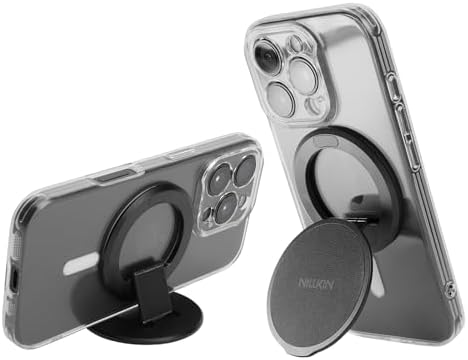 Enhance Your Smartphone Experience with Nillkin Mag Safe Phone Grip Ring Holder – Removable Magnetic Stand for i Phone 16/15/14/13/12 & Select Samsung Models – Black – Ultimate Grip Stability and Versatile 360-Degree Viewing Angle – Sleek Design, Easy Installation, and Residue-Free Removal
