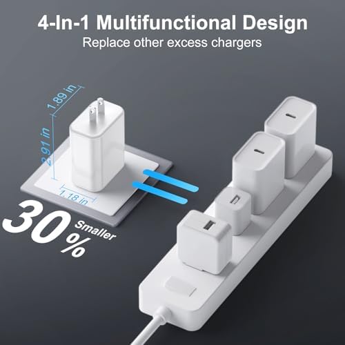 High-Speed USB C Charger Block 3-Pack – 40 W 4-Port Power Adapter for Quick Charge & Power Delivery, Compatible with i Phone 16/15/14/13/12/11/Pro Max & Tablets, Compact Wall Plug for Efficient Multi-Device Charging – Optimal Safety Features & Sleek Design