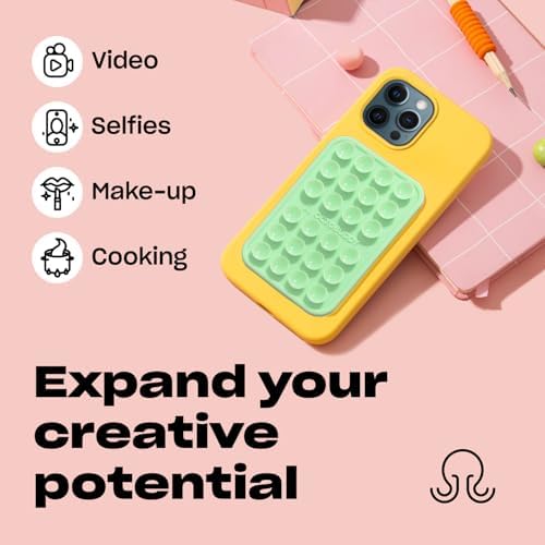 Ultimate Stability Turquoise Silicone Suction Phone Holder – Hands-Free Mount for i Phone & Android – Compact 2.6″ x 3.9″ Design – Elevate Your Selfies and Videos with Superior Grip and Versatile Functionality – Essential Content Creation Accessory for Effortless Capturing and Live Streaming