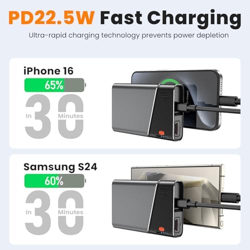 Lightning-Fast 22.5 W Portable Power Bank – 20,000 m Ah Aerospace Metal Charger with Detachable USB-C Cable & TSA Compliance – Ideal Travel Companion for i Phone 16, Samsung S24, and More – Superior Durability & Rapid Charging with 3-Year Guarantee