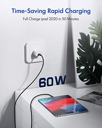 20 ft Braided USB C to C Charging Cable – Ultra-Durable 60 W Power Cord for Fast Charging, Compatible with Samsung Galaxy, Pixel, i Pad Pro/Air, Mac Book Pro/Air – Ideal for Hassle-Free Device Connectivity and Extended Reach