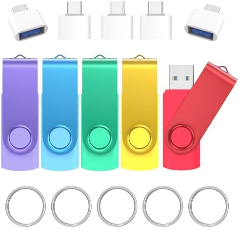 Elevate Your Data Storage with Wooolken’s 128 GB USB 3.0 Flash Drive 2-Pack – High-Speed, Versatile USB-C Adapter Included, Sleek Swivel Design, Perfect for Photos, Videos, and Presentations