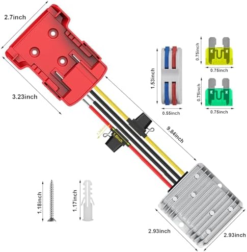 Premium High-Efficiency 18 V to 12 V Buck Converter Regulator – Advanced DC Power Adapter for Golf Carts & LED Strip Lighting with Dual Fuse Protection, Low Voltage Safeguarding, and Simplified Wire Terminal Setup for Optimal Performance