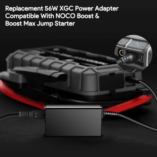 Ultra-Fast 56 W HKY AC/DC Adapter for NOCO Boost & Boost Max Lithium Jump Starters – Reliable 14 V 4 A Power Supply with Safety Features for Models GB70, GB150, GB250+, GB251+, GB500+ – Lightweight, Portable Charging Solution for Emergency Readiness and Optimal Performance