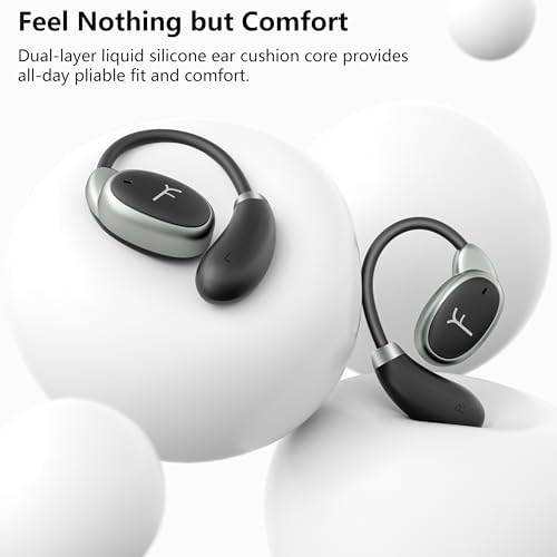 Open Ear Bluetooth 5.4 Earbuds – Unmatched Comfort with Secure Ergonomic Hooks, 32-Hour Battery Life, Waterproof & Shock-Resistant for Active Lifestyles – Superior Call Clarity and Device Compatibility for Runners and Fitness Aficionados