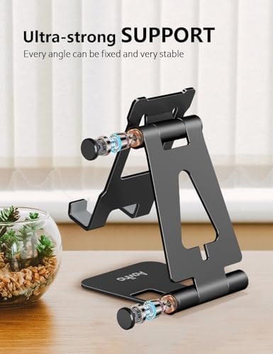 Cell Phone Stand for Desk, Adjustable Desktop Phone Holder Stand, Foldable Moblie Phone Dock for iPhone 15 14 13 12 11 Pro Xs Max Xr X 8 7 6 5 5s SE Nintendo Switch All Phones, Rose Gold – Enhanced Compatibility and Speed