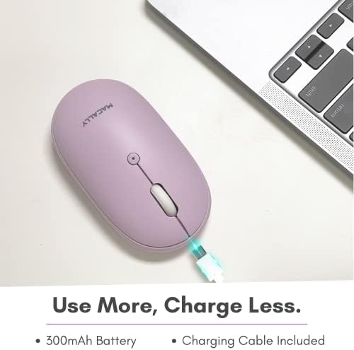 Sleek Macally Wireless Bluetooth Mouse – Rechargeable, Ergonomic Design for Mac & PC – Ultra-Quiet Clicks Perfect for Home, Office & Travel – Enhanced Compatibility with Mac Book Air/Pro, i Mac & Windows Laptops – Experience Comfort & Efficiency in Every Click