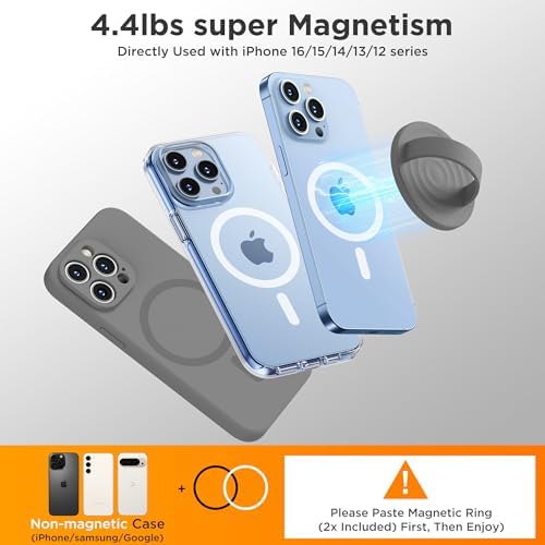 Upgraded Magnetic Phone Grip for i Phone: Premium Silicone Loop Holder with Mag Safe Compatibility – Ergonomic 360-Degree Stand, Non-Slip Design in Sleek Black for Enhanced Comfort and Secure Handling on i Phone 16/15/14/13/12 Pro Max/Plus