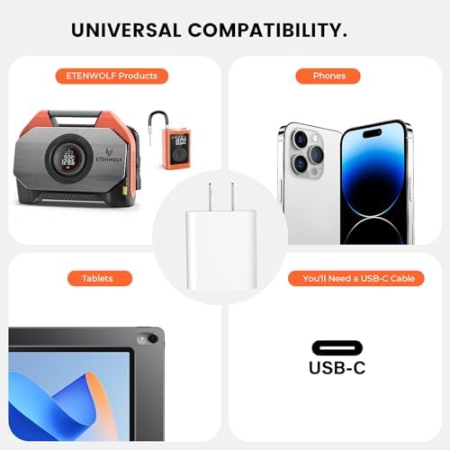 ETENWOLF 30 W USB-C Wall Charger – Ultra-Fast Power Adapter for i Phone 16/15, Galaxy, i Pad & More – Compact and Versatile with Advanced Safety Features for All Your Devices
