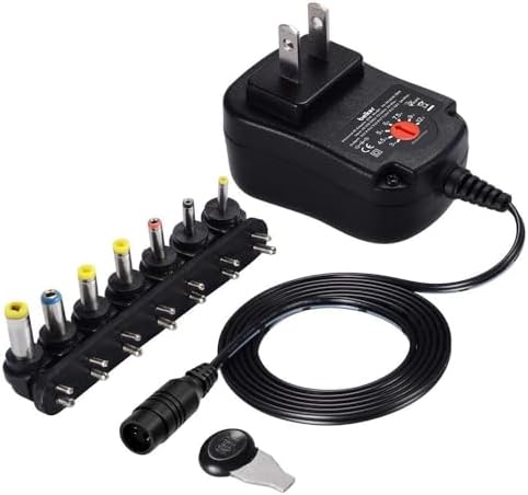 Versatile Belker Universal AC/DC Power Adapter – 12 W, 1000 m A Multi-Voltage Charger for Household Electronics – Reliable, Compact, and Safe Solution for Devices Requiring 3 V to 12 V Power