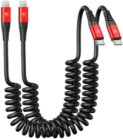 Coiled USB C to USB C Charger Cable Set – Fast Charging Solutions for i Phone 15 Series & Samsung Galaxy S23 – Innovative Retractable Design for Tangle-Free Convenience and Enhanced Durability – Ideal for On-the-Go Power Delivery