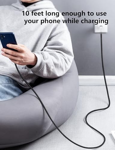 Premium 6 FT USB C to Lightning Charging Cable – 2 Pack, MFi Certified, Fast Charge for i Phone 14, 13, 12, 11, 8, 7, 6, SE, XR, XS, X & i Pad – Durable Braided Design for Enhanced Durability and Flexibility – Black Fast Charging Cord for Effortless Power-Up Anywhere