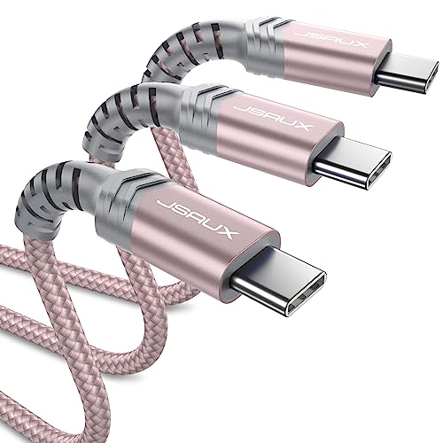 JSAUX 3-Pack High-Speed USB C to USB C Charging Cables – 100 W Power Delivery with 10 ft, 6.6 ft, and 3.3 ft Lengths – Perfect for i Phone 16 Pro Max, Samsung Galaxy S25, Nintendo Switch & i Pad Pro – Durable, Versatile, and Stylish Red Design for Home and On-the-Go Power Solutions – Fast Charging and Data Transfer Excellence