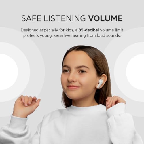 Belkin Soundform Nano Kids Bluetooth Earbuds – Stylish Blue Design with 85 d B Volume Limiting for Safe Listening, 24-Hour Battery Life, Integrated Microphone for Online Learning and Calls, Compatible with i Phone, i Pad, Galaxy & More – Comfort Meets Durability for Young Audiophiles