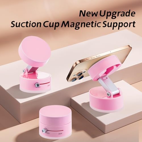 Vacuum Magnetic Phone Holder Updated Suction Cup Phone Mount Foldable and Portable Easy to Operate and Durable Multi-scenario Application 360° Adjustable for Gym/Kitchen/Bathroom/Car/Desktop(White) – Enhanced Compatibility and Speed