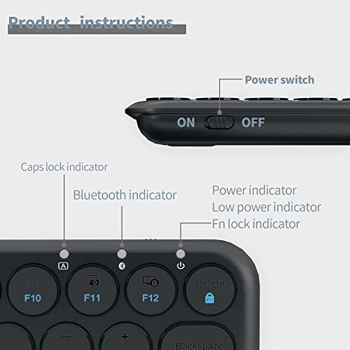 UBOTIE Wireless Colorful Slim Bluetooth Keyboard – Portable 78-Key Compact Design with Silent Scissor Switches and Elegant Round Keycaps for Tablets, Laptops, and Smartphones – Ultimate Typing Comfort and Style
