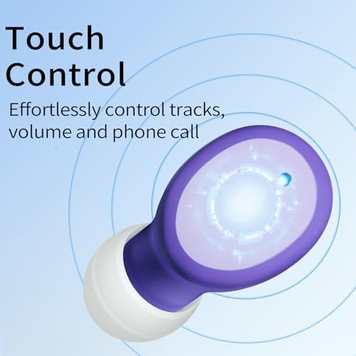 Ultra-Lightweight Bluetooth 5.3 Wireless Earbuds – Deep Bass In-Ear Headphones for Clear Calls and Immersive Sound, 60-Hour Battery Life, Perfect for Gaming, Workouts, and Study – Stylish Purple Design for Active Lifestyles