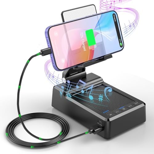 Gifts for Mom Women Men Dad, Foldable Adjustable Cell Phone Stand with Wireless Bluetooth Speaker and Portable Charger, Cellphone Holder Unique Birthday Gifts Cool Gadget for Her Husband Him Boyfriend – Enhanced Compatibility and Speed