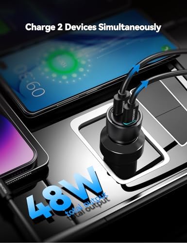 TECKNET 48 W Dual-Port USB-C Car Charger – Ultimate Fast Charging Solution for i Phone 16/15/14/13 & Samsung Galaxy – Advanced Power Delivery & Quick Charge 3.0 Technology – Compact & Durable Automotive Accessory for Effortless On-the-Go Power Management – Essential for Road Warriors and Daily Commuters
