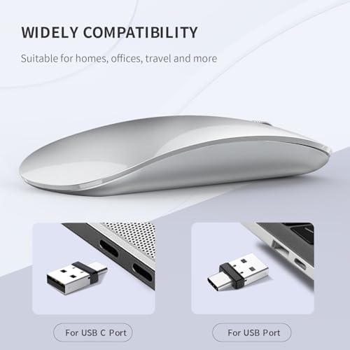 Elevate Your Computing with the Uiosmuph G11 Wireless Mouse – Stylish Purple Slim Design, USB C Rechargeable & Silent Click Technology for Effortless Precision and Comfort on Laptop, Mac, and PC