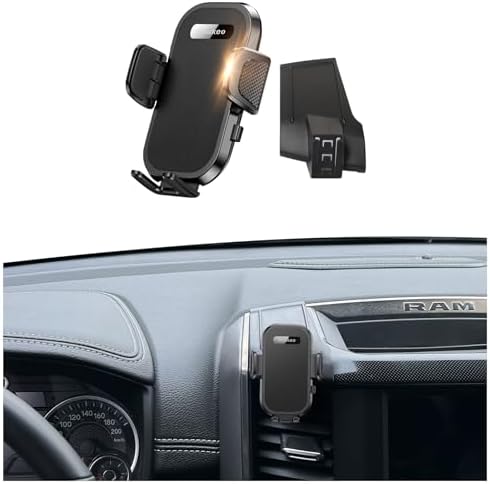 Enhanced Dodge Ram Phone Holder for 2013-2018 Models | Adjustable 360-Degree Cell Phone Cradle for 4-7 Inch Smartphones | Ultimate Driving Convenience & Stability | Easy Tool-Free Installation | Sleek Design for Modern Interiors