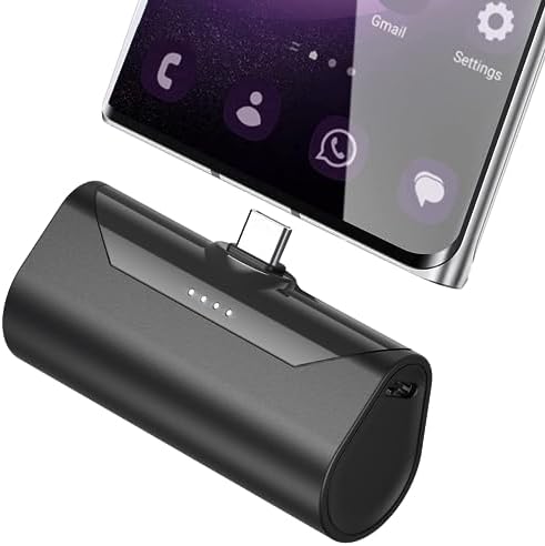 Ultra-Compact 5000 m Ah Power Bank with Built-in USB C Cable for i Phone 15 Pro Max – Reliable Portable Charger for i Phone 14/13, Samsung, Google, and More – Fast Charging Solution for On-the-Go Power Needs (Black)