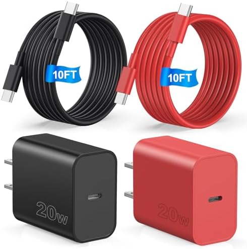 Dual-Pack Fast Charging USB C Charger Blocks for i Phone 16/15 & Galaxy S25/S24 – 6 ft Cable Included, Versatile Power Solution in Black & Pink – Enhanced Compatibility & Efficiency for Home, Office, and Travel