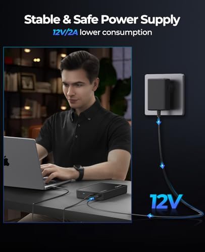 ORICO USB 3.0 External Hard Drive Enclosure for 3.5/2.5 Inch SATA Drives – Effortless Tool-Free Setup, 20 TB Capacity, UASP Acceleration for Superior Data Transfer Speeds, and Reliable 12 V/2 A Power Supply – Ideal Solution for Expanding Storage and Secure Data Transfers