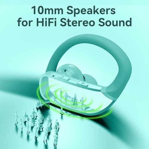 Bmani Bluetooth Wireless Earbuds: 48-Hour Playtime Sport Headphones with LED Battery Display, Mint Green Over-Ear Design featuring Secure Earhooks and Built-in Mic for Ultimate Workout Performance and Enhanced Compatibility