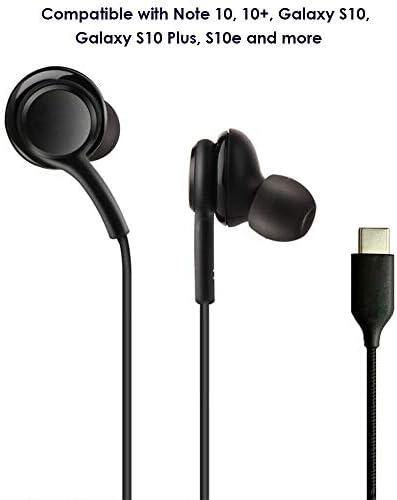 Premium DJ Tuned Earbuds for Samsung Galaxy Devices – Type-C Stereo Headphones with Braided Cable, Microphone & Volume Control – Sleek Black Design for Enhanced Audio Clarity and Durability