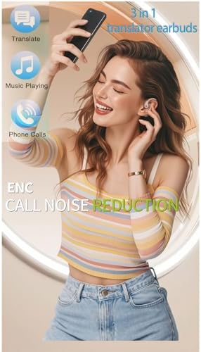 Revolutionize Your Communication with AI-Powered Translation Earbuds – Effortless Multilingual Conversations, Smart Touch Controls, and Open Ear Design for Enhanced Awareness – Perfect for Travelers and Professionals with All-Day Comfort and Extended Battery Life for Seamless Music, Calls, and Real-Time Language Translation.