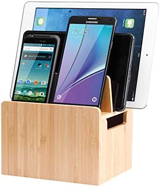 Eco-Friendly Bamboo Multi-Device Charging Station with 6-USB Hub – Universal Organizer for Smartphones, Tablets, and Laptops – Fast Charging Power Supply for a Clutter-Free Workspace